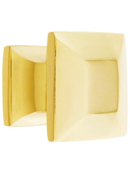 Standard Mission Cabinet Knob - 1 1/4 inch Square in Polished Brass.